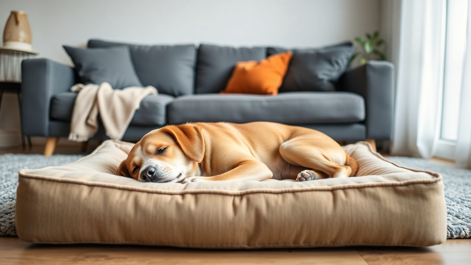 cachorro dormindo em colchao confortavel