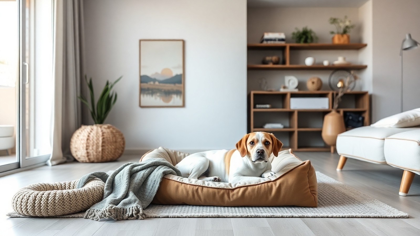 cama para pet confortavel sala