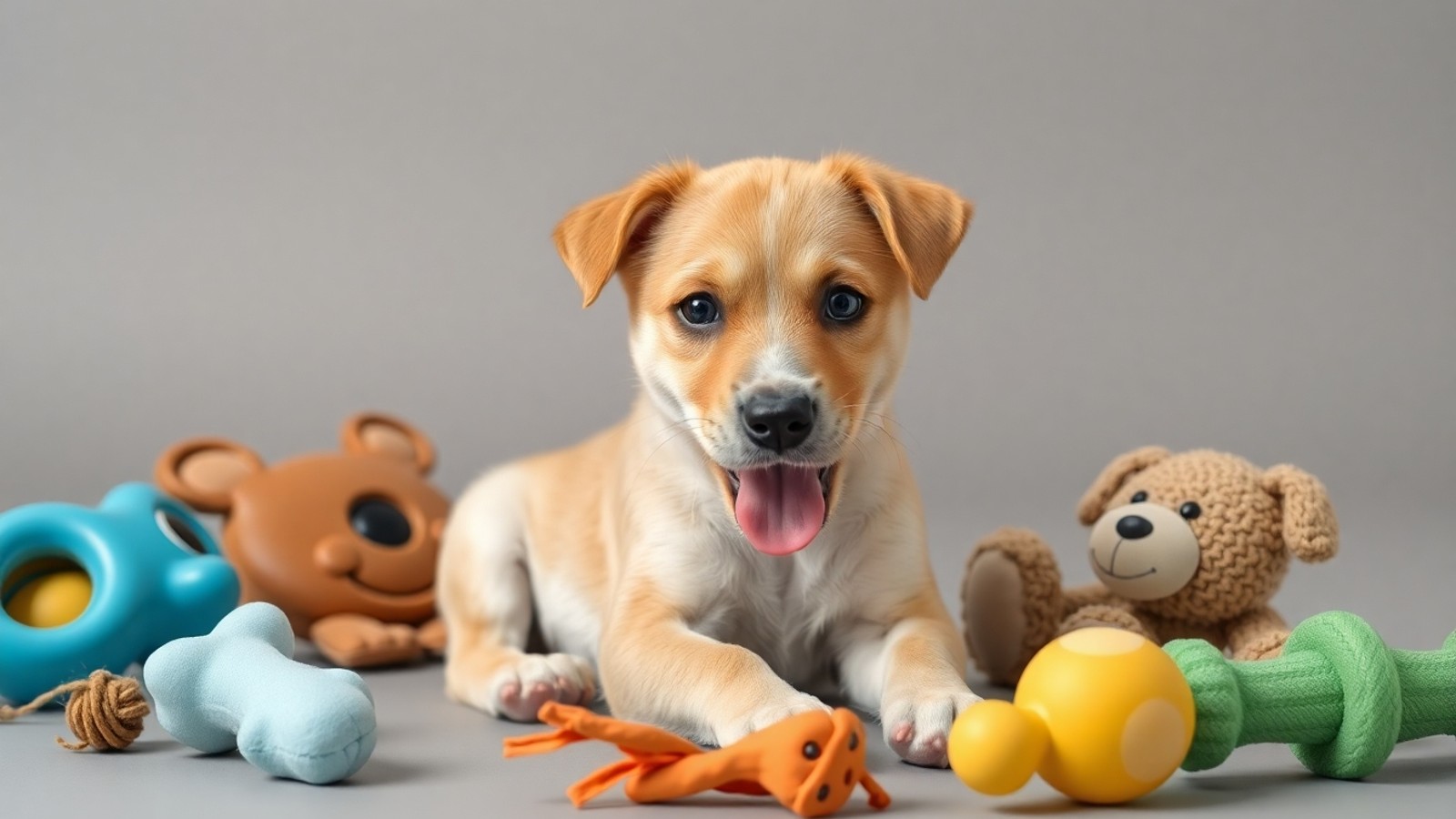 filhote brincando com brinquedos seguros