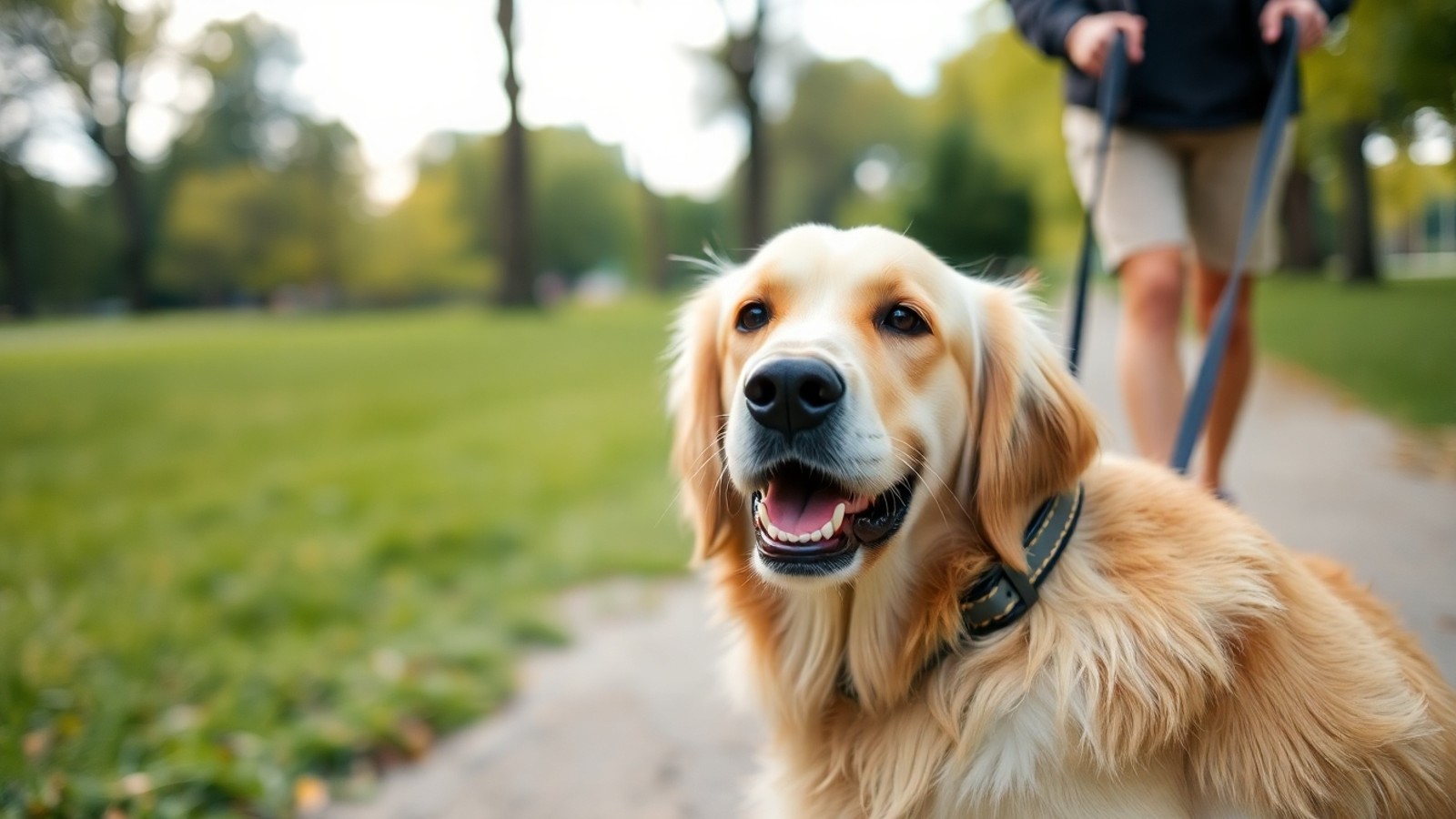 golden retriever com coleira confortavel
