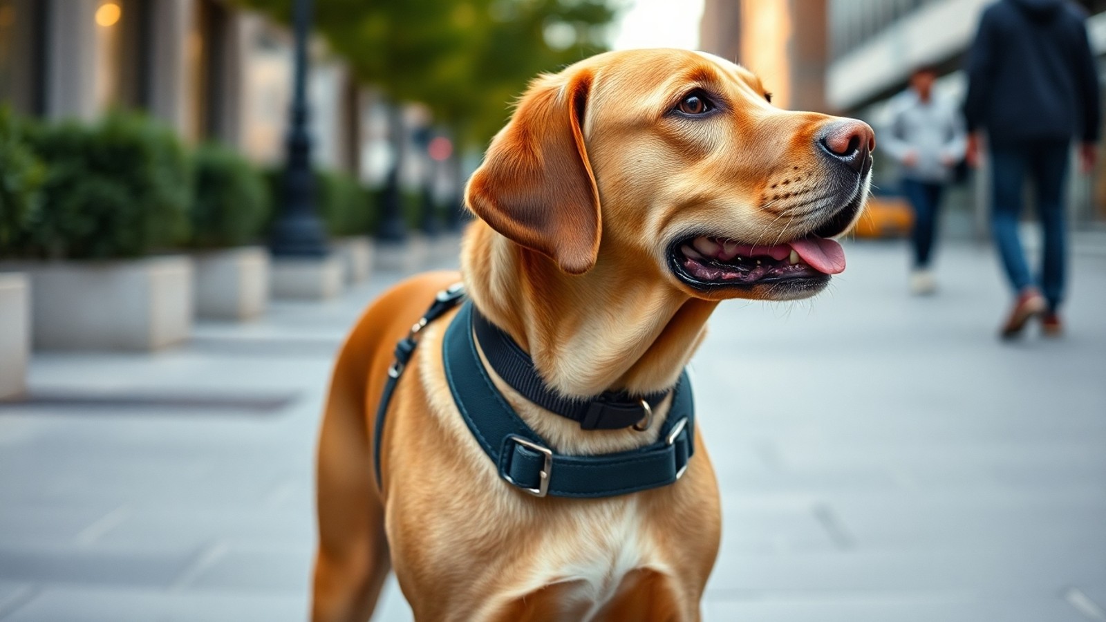 labrador com coleira confortavel