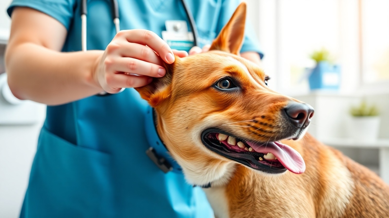 veterinario colocando coleira antipulgas no cachorro