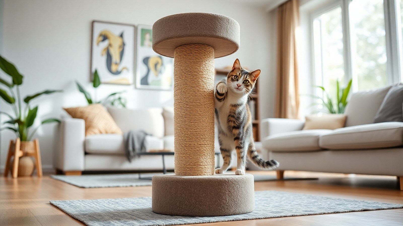 arranhador para gatos sisal living room
