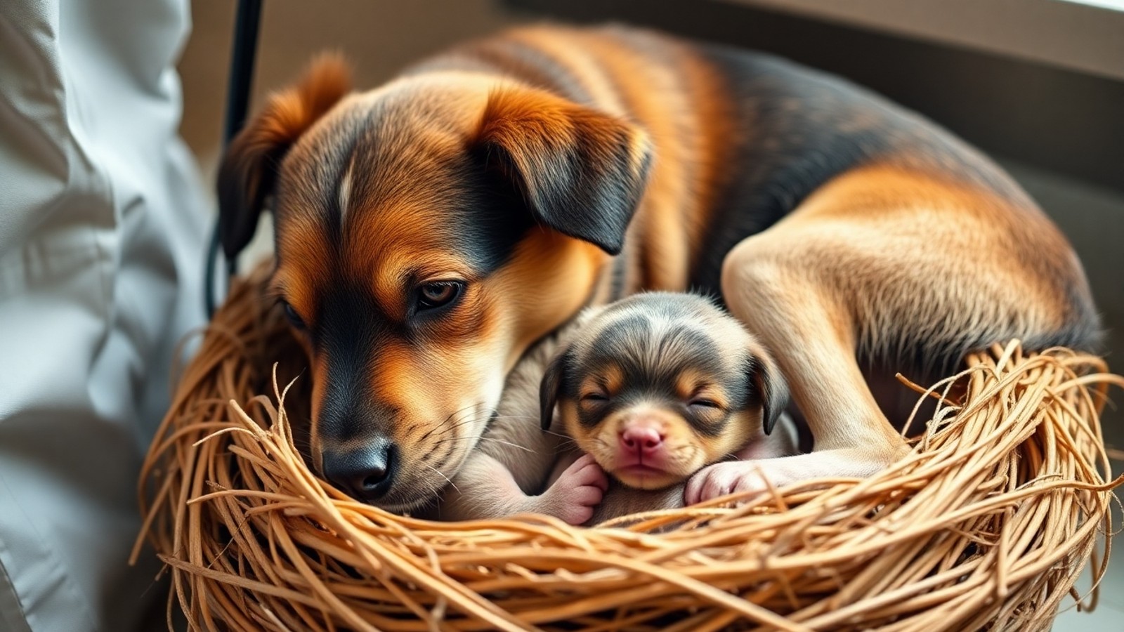 cachorro recem nascido com mae