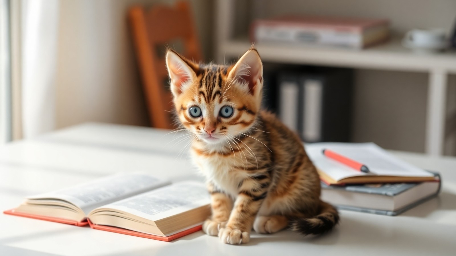 gatinho em dicionario e caderno