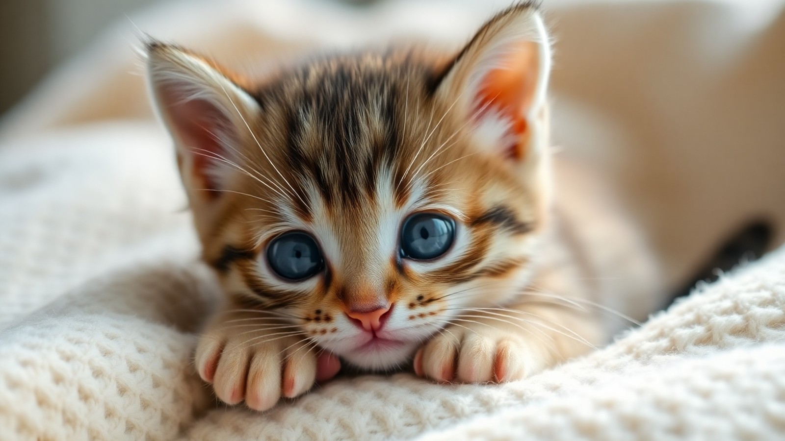 gatinho filhote em manta macia