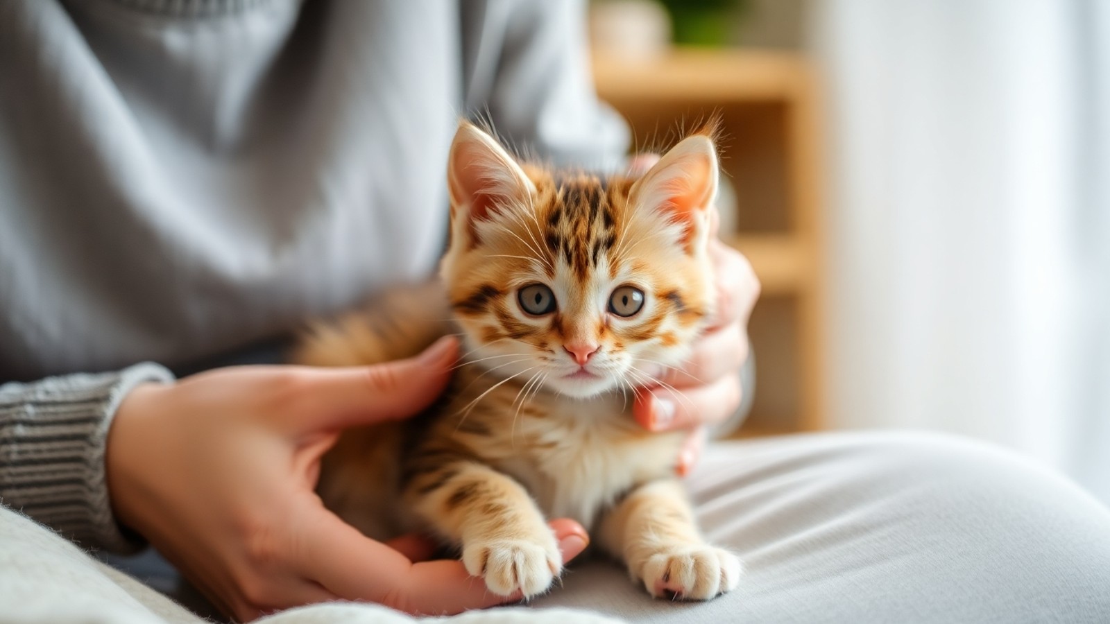 gatinho sendo cuidado em casa