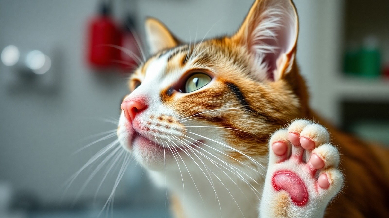 gato com feridas na pata e no nariz