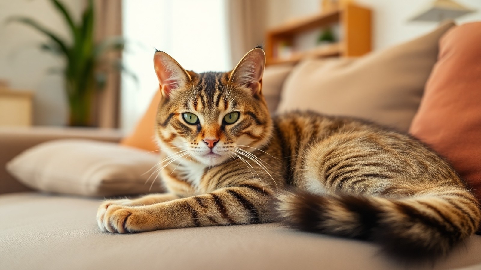 gato confortavel na sala