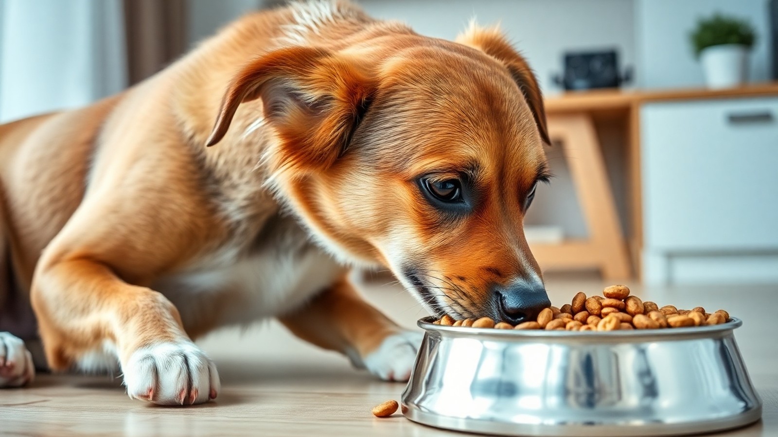 cao comendo racao alta proteina