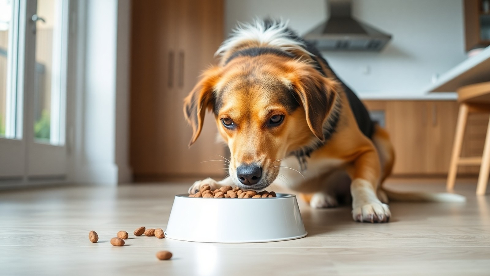 cao comendo racao em casa